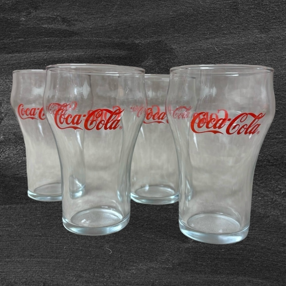 Vintage Set of (4) COKE Clear Glasses